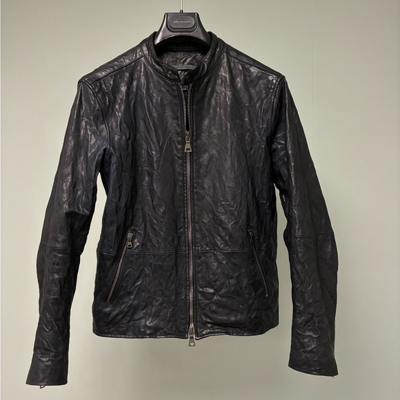 $1998 John Varvatos Collection Leather Backzip Crinkled Jacket EU 46 USA36 small - Picture 1 of 11